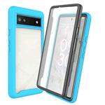 For Googel Pixel 6A Starry Sky Full Body Hybrid Shockproof Phone Case(Light Blue)