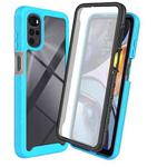 For Motorola Moto G22 / E32 Starry Sky Full Body Hybrid Shockproof Phone Case(Light Blue)