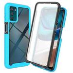 For Motorola Moto G42 Starry Sky Full Body Hybrid Shockproof Phone Case(Light Blue)