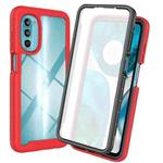 For Motorola Moto G52 / G82 Starry Sky Full Body Hybrid Shockproof Phone Case(Red)