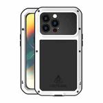 For iPhone 14 Pro Max LOVE MEI Metal Shockproof Life Waterproof Dustproof Phone Case(White)