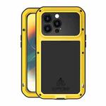 For iPhone 14 Pro Max LOVE MEI Metal Shockproof Life Waterproof Dustproof Phone Case(Yellow)