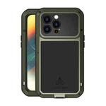 For iPhone 14 Pro Max LOVE MEI Metal Shockproof Life Waterproof Dustproof Phone Case(Army Green)
