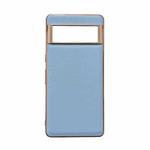 For Google Pixel 6 Waves Series Nano Electroplating Genuine Leather Phone Case(Blue)