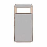 For Google Pixel 6 Waves Series Nano Electroplating Genuine Leather Phone Case(Grey)