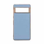 For Google Pixel 6 Pro Waves Series Nano Electroplating Genuine Leather Phone Case(Blue)