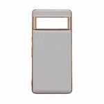 For Google Pixel 6 Pro Waves Series Nano Electroplating Genuine Leather Phone Case(Grey)