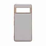 For Google Pixel 6a Waves Series Nano Electroplating Genuine Leather Phone Case(Grey)