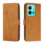 For vivo V25 / V25e Stitching Calf Texture Buckle Leather Phone Case(Yellow)