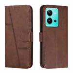 For vivo V25 / V25e Stitching Calf Texture Buckle Leather Phone Case(Brown)