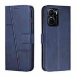 For vivo Y16 / Y02S Stitching Calf Texture Buckle Leather Phone Case(Blue)