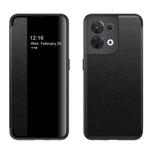 For OPPO Reno8 Magnetic Side Window View Flip Leather Phone Case(Black)