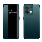 For OPPO Reno8 Magnetic Side Window View Flip Leather Phone Case(Green)