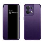 For OPPO Reno8 Magnetic Side Window View Flip Leather Phone Case(Purple)
