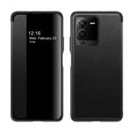 For vivo S15 Pro Magnetic Side Window View Flip Leather Phone Case(Black)