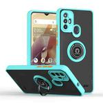 For ZTE Blade A52 Q Shadow 1 Series TPU + PC Phone Case with Ring(Sky Blue)