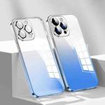For iPhone 14  Plus Gradient Color PC Phone Case with Lens Film(Sky Blue)