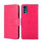 For Motorola Moto E32 India/E22s 4G Global Crystal Texture Leather Phone Case(Rose Red)