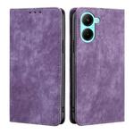 For Realme C33 4G RFID Anti-theft Brush Magnetic Leather Phone Case(Purple)
