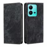 For vivo V25 5G/V25e 5G RFID Anti-theft Brush Magnetic Leather Phone Case(Black)