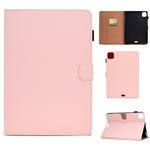 For iPad Pro 11 (2020) Sewing Thread Horizontal Solid Color Flat Leather Tablet Case with Sleep Function & Pen Cover & Anti Skid Strip & Card Slot & Holder(Light Star Pink)