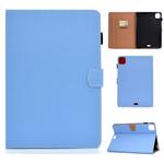 For iPad Pro 11 (2020) Sewing Thread Horizontal Solid Color Flat Leather Tablet Case with Sleep Function & Pen Cover & Anti Skid Strip & Card Slot & Holder(Light Star Blue)