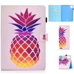 For iPad Pro 11 (2020) Sewing Thread Horizontal Painted Flat Leather Tablet Case with Sleep Function & Pen Cover & Anti Skid Strip & Card Slot & Holder(Pink Pineapple)