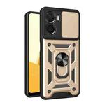 For vivo Y16 4G Sliding Camera Cover Design TPU+PC Phone Case(Gold)