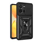 For vivo Y35 4G Sliding Camera Cover Design TPU+PC Phone Case(Black)