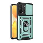 For vivo Y35 4G Sliding Camera Cover Design TPU+PC Phone Case(Green)