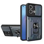 For OPPO Reno8 5G Sliding Camshield TPU+PC Phone Case with Card Slot(Grey)