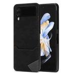 For Samsung Galaxy Z Flip3 5G Line Stitching Phone Leather Case with Card Slot(Black)