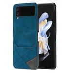 For Samsung Galaxy Z Flip3 5G Line Stitching Phone Leather Case with Card Slot(Blue)