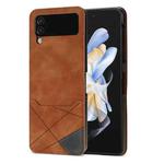 For Samsung Galaxy Z Flip3 5G Line Stitching Phone Leather Case with Card Slot(Brown)