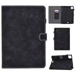 For iPad Pro 11 (2020) Embossing Sewing Thread Horizontal Painted Flat Leather Tablet Case with Sleep Function & Pen Cover & Anti Skid Strip & Card Slot & Holder(Black)