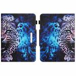For 10 inch Colored Drawing Horizontal Flip Leather Tablet Case(Blue Leopard)