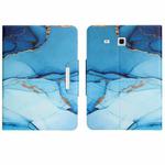 For Samsung Galaxy Tab E 9.6 Colored Drawing Horizontal Flip Leather Tablet Case(Cyan Marble)