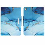 For iPad 5 / 7 / 6 / 8 / 9 Colored Drawing Horizontal Flip Leather Tablet Case(Cyan Marble)