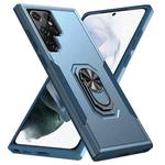 For Samsung Galaxy S23 Ultra 5G Pioneer Armor PC + TPU Holder Phone Case(Blue)