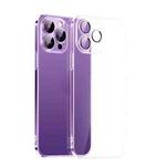 For iPhone 14 Ultra-thin PC Phone Case with Lens Film(Transparent Purple)