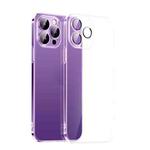 For iPhone 14 Pro Ultra-thin PC Phone Case with Lens Film(Transparent Purple)