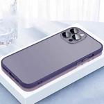 For iPhone 12 Pro 2 in 1 Skin Feel Frosted Phone Case with Lens Film(Purple)