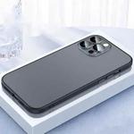 For iPhone 12 Pro Max 2 in 1 Skin Feel Frosted Phone Case with Lens Film(Black)