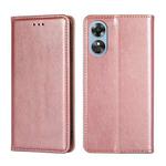 For OPPO A17 Gloss Oil Solid Color Magnetic Leather Phone Case(Rose Gold)