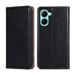 For Realme C33 4G Gloss Oil Solid Color Magnetic Leather Phone Case(Black)