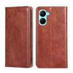 For Realme C33 4G Gloss Oil Solid Color Magnetic Leather Phone Case(Brown)