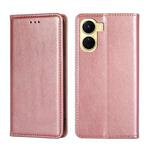 For vivo Y16 4G/Y02s 4G Gloss Oil Solid Color Magnetic Leather Phone Case(Rose Gold)