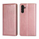 For Samsung Galaxy A04s Gloss Oil Solid Color Magnetic Leather Phone Case(Rose Gold)