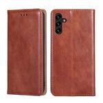 For Samsung Galaxy A04s Gloss Oil Solid Color Magnetic Leather Phone Case(Brown)