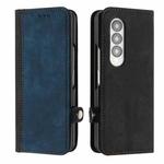 For Samsung Galaxy Z Fold 3 5G Side Buckle Double Fold Leather Phone Case(Royal Blue)